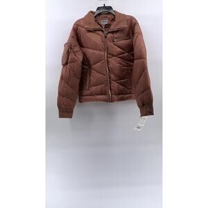 BERNIE BERNARDO Women's Rich Copper Zip-Up Stand Collar Puffer Jacket SZ S